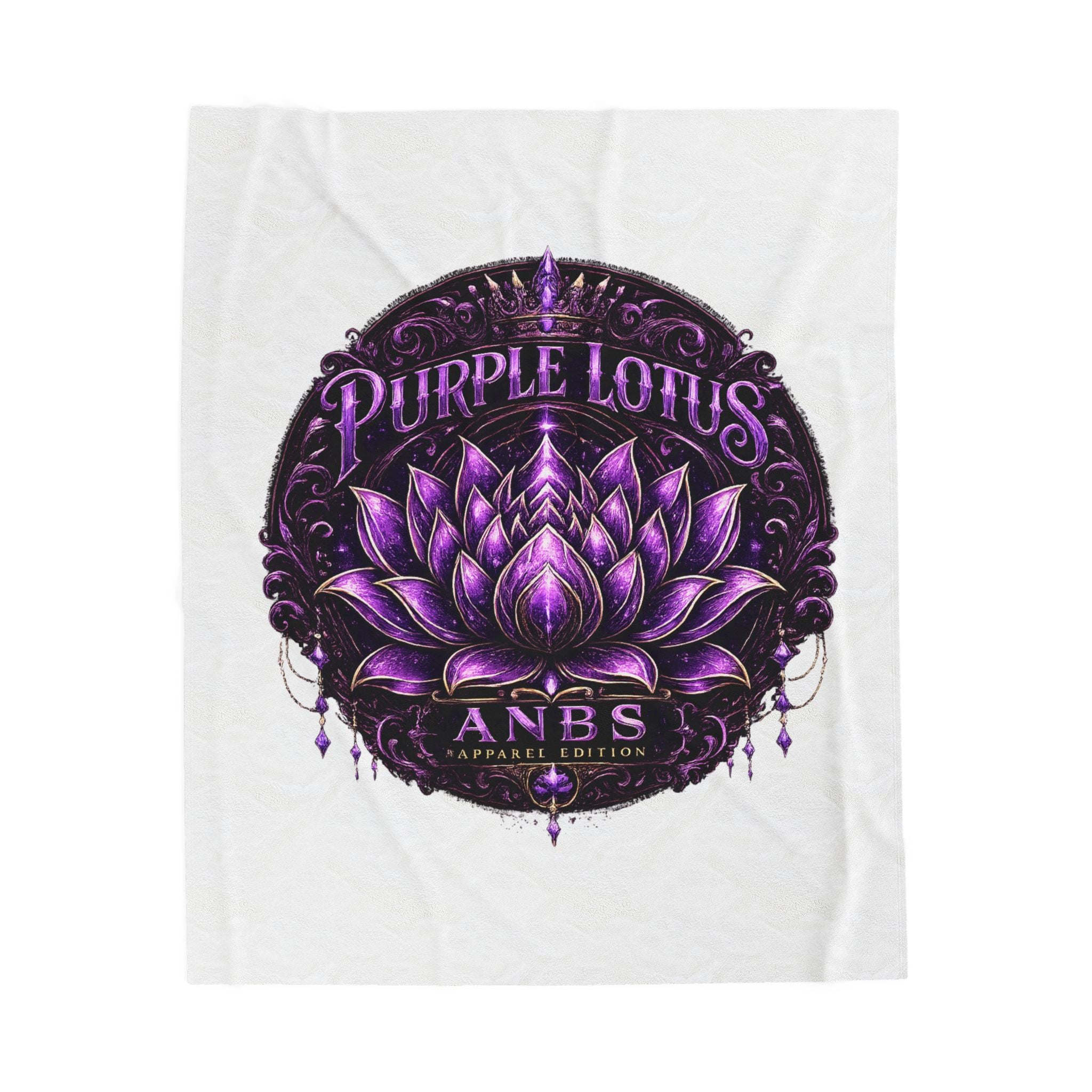 Purple Lotus Velveteen Plush Blanket – ANBS Floral Meditation Throw