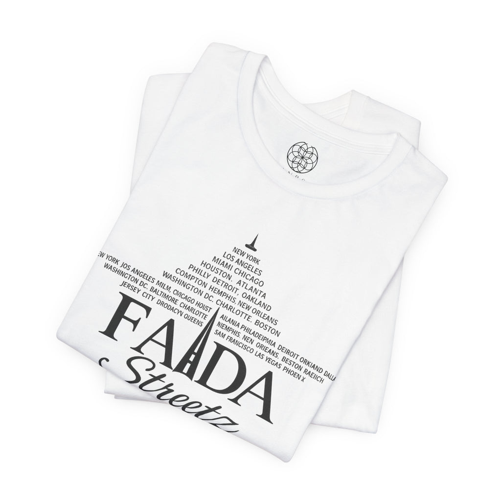 FaDa Streetz Graphic Tee — City Skyline Script Logo T‑Shirt