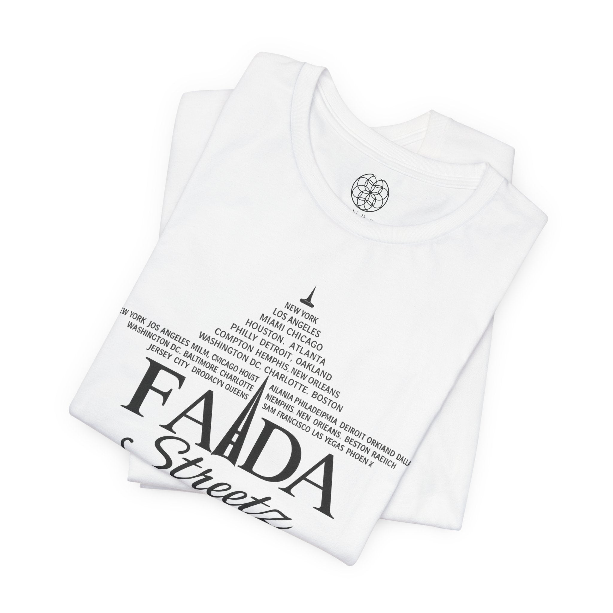 FaDa Streetz Graphic Tee — City Skyline Script Logo T‑Shirt