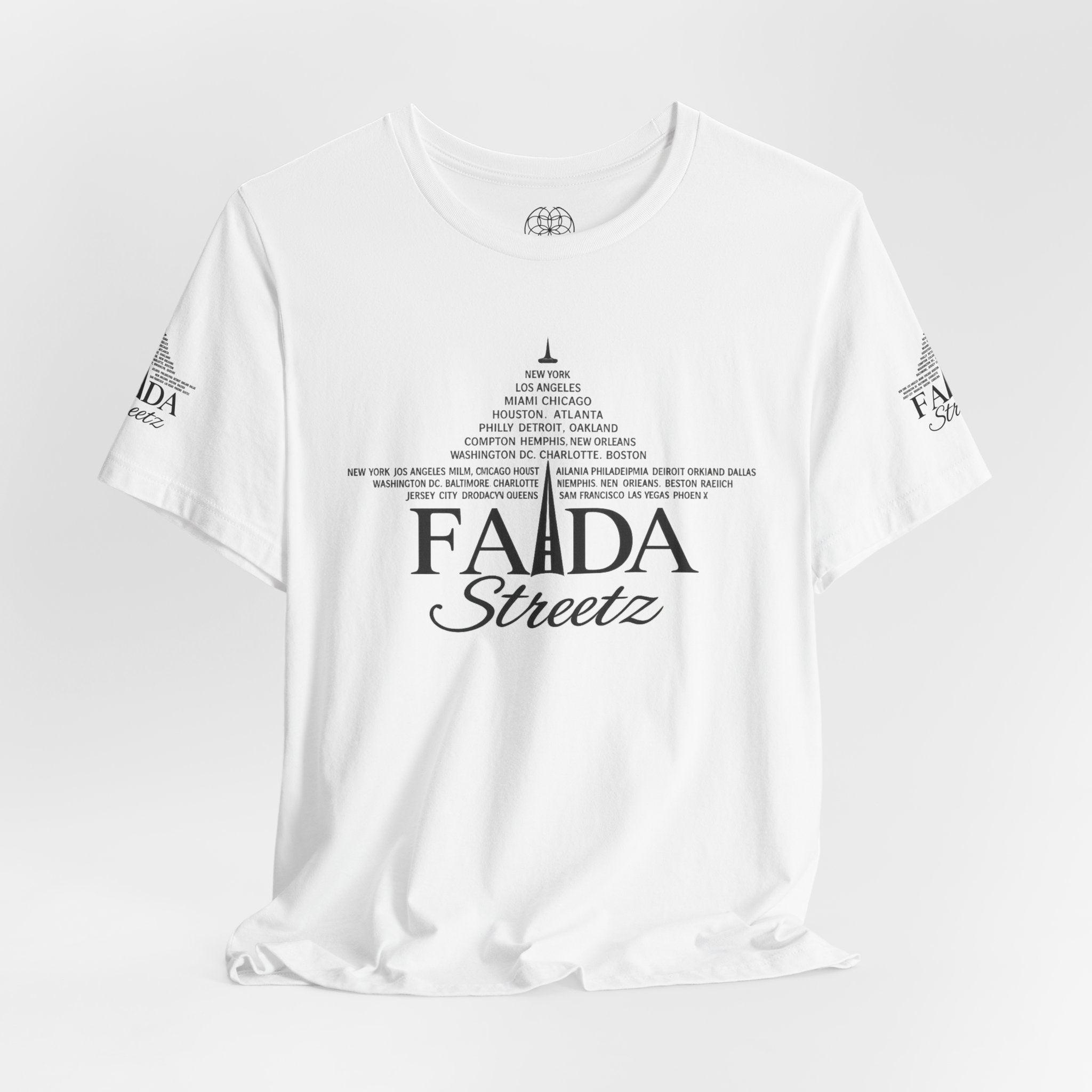 FaDa Streetz Graphic Tee — City Skyline Script Logo T‑Shirt