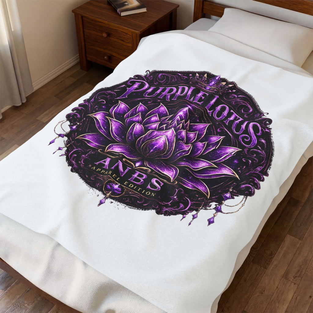 Purple Lotus Velveteen Plush Blanket – ANBS Floral Meditation Throw