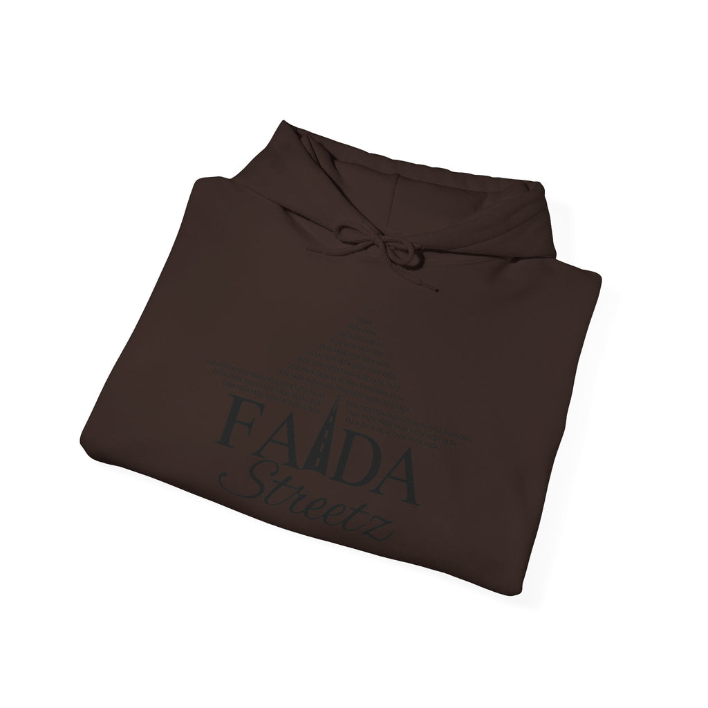 Faada Streetz Hoodie — Minimal Pyramid Logo Hoodie with Sleeve Script
