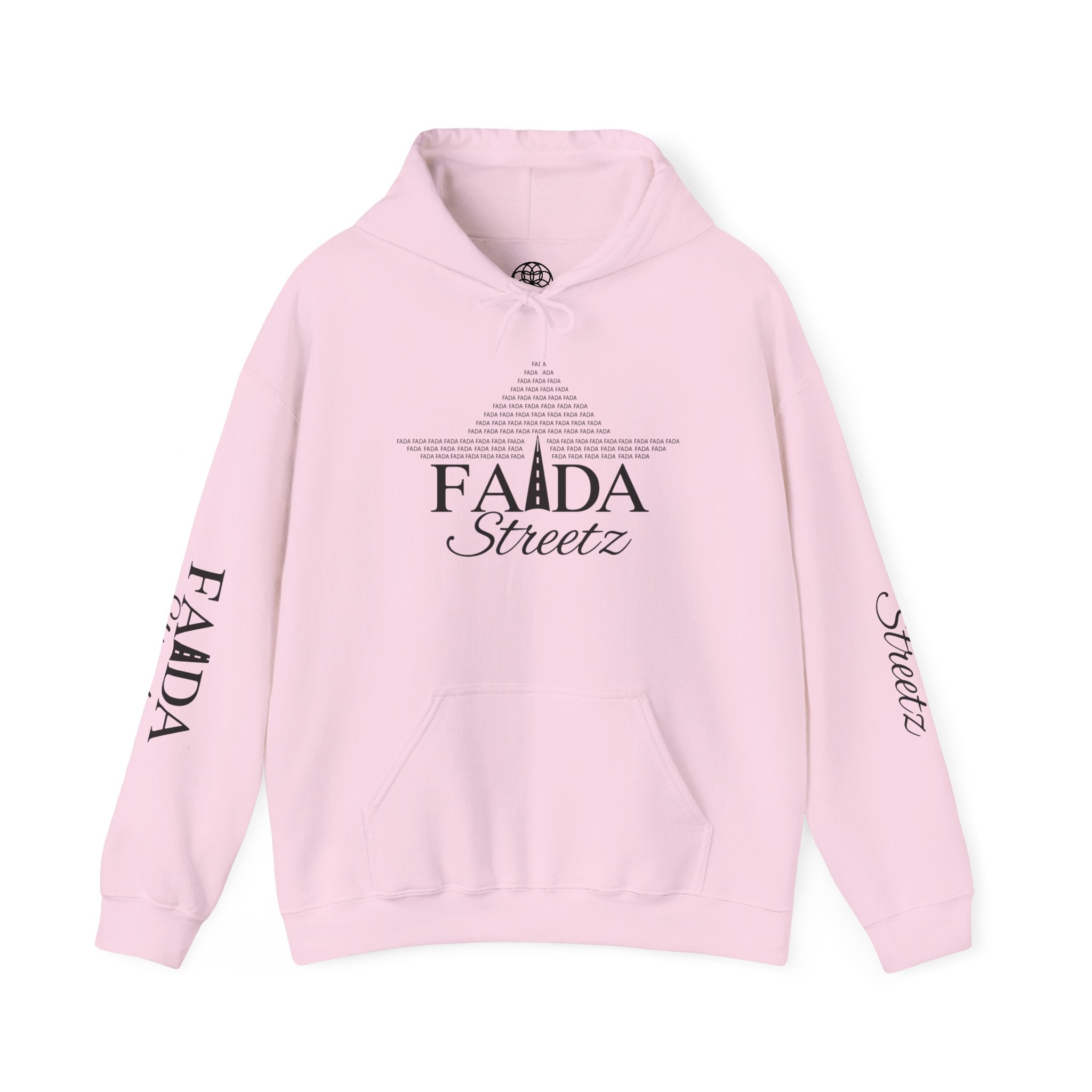 Faada Streetz Hoodie — Minimal Pyramid Logo Hoodie with Sleeve Script