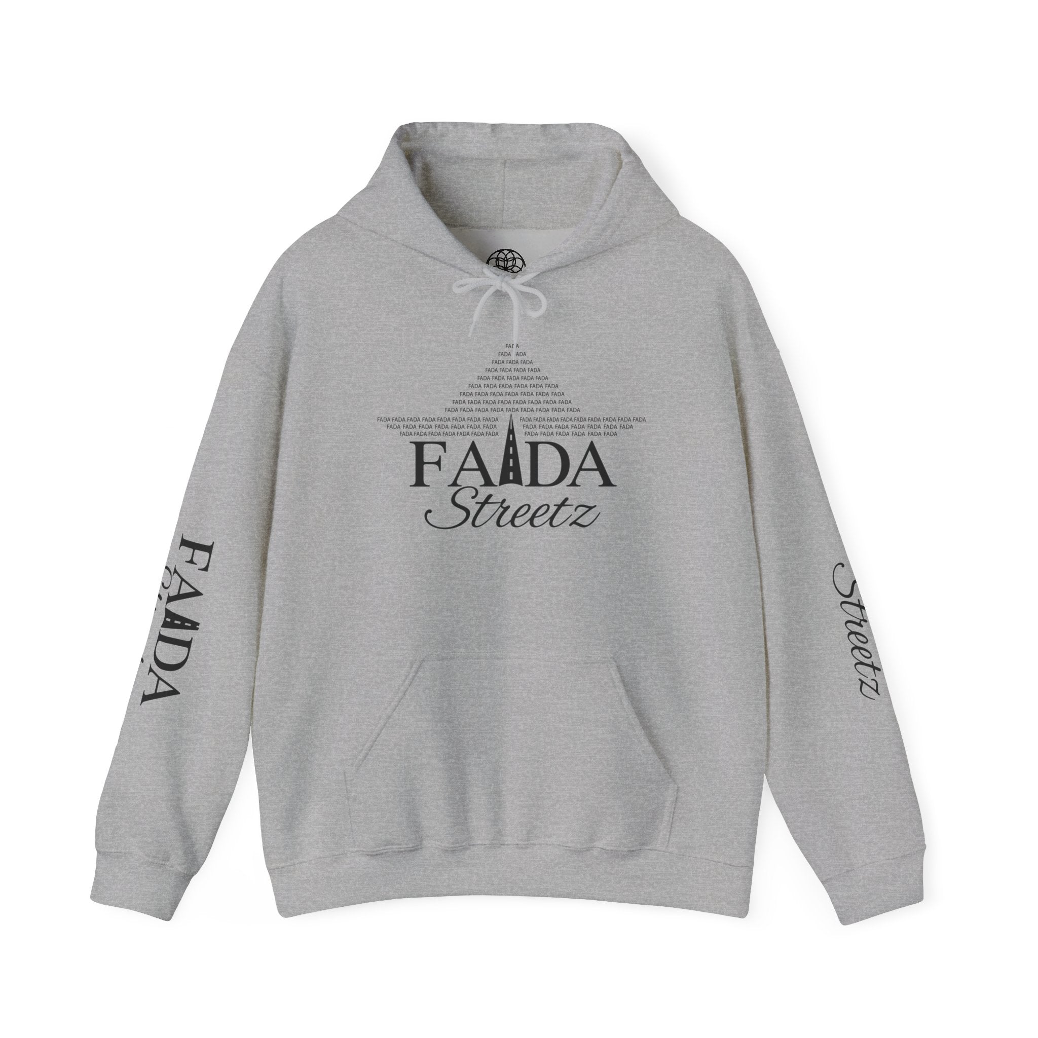Faada Streetz Hoodie — Minimal Pyramid Logo Hoodie with Sleeve Script